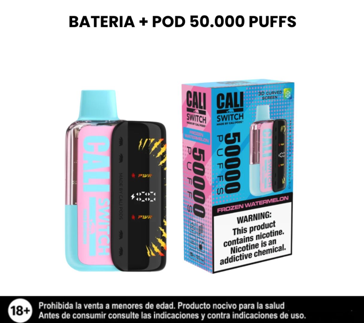 Cali Kit Frozen Watermelon Switch 50.000 Puffs Bateria + Pod