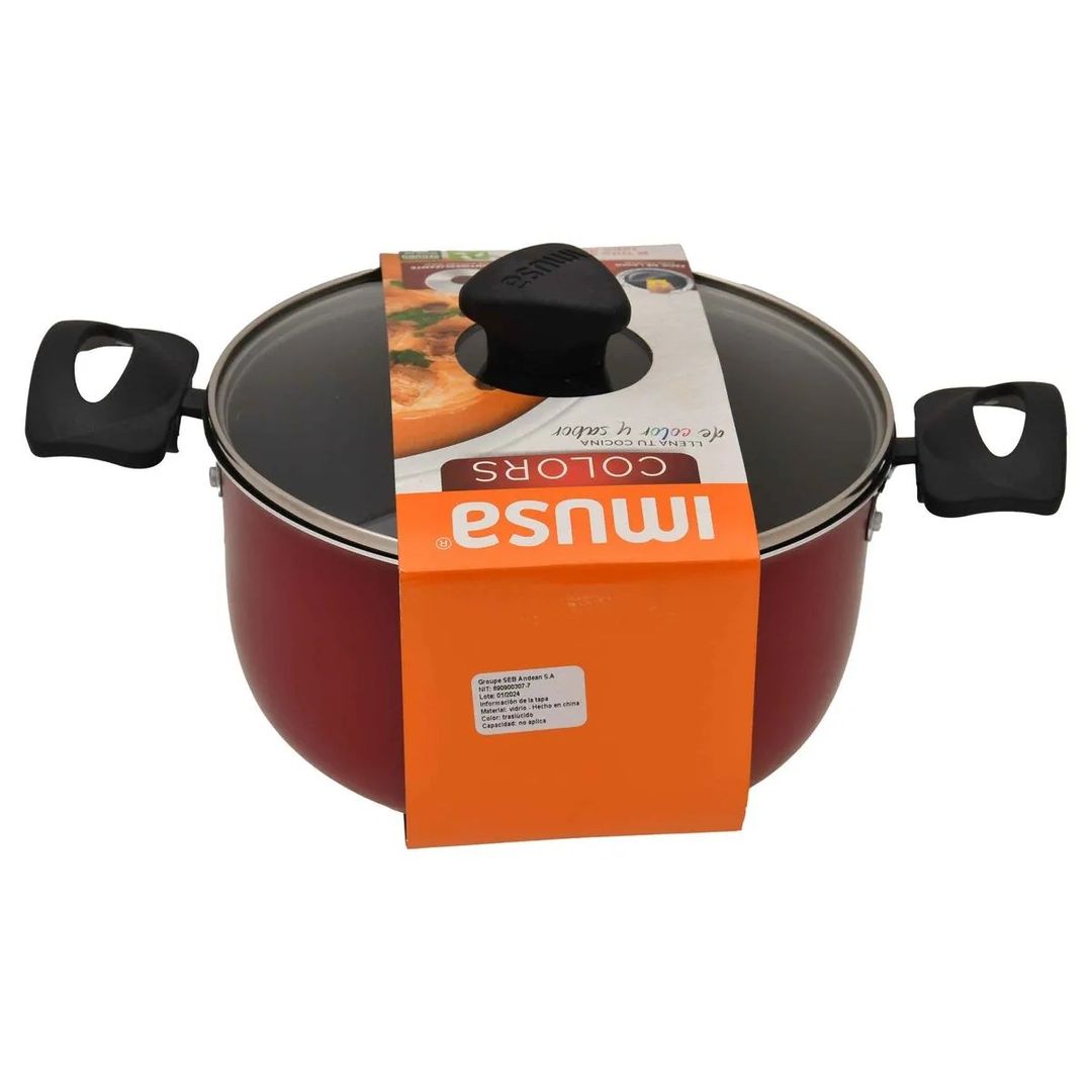 OLLA IMUSA COLORS 20 CM CON TAPA – ROJA