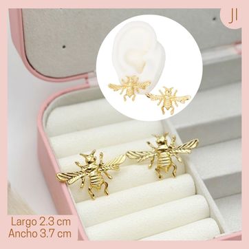 Aretes Avispa Dorada Baño en Oro  - imagen 2