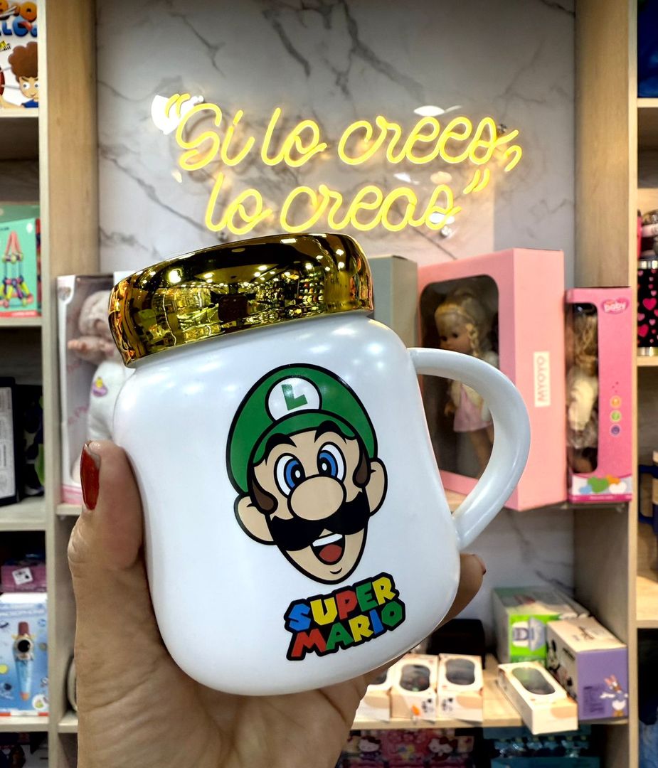 TAPA ESPEJO MARIO BROSS  DORADO NAVIDAD 