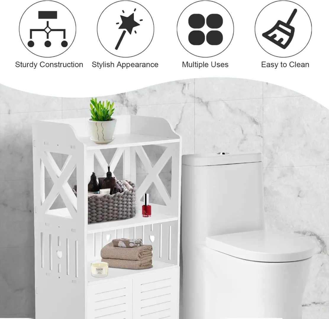 ESTANTE ORGANIZADOR DE BAÑO CON PUERTAS 