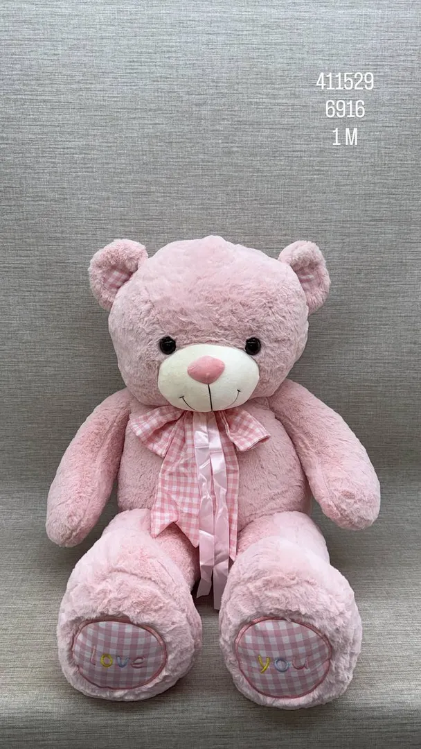 OSO PATAS LARGAS ROSA CON CINTA 1 M