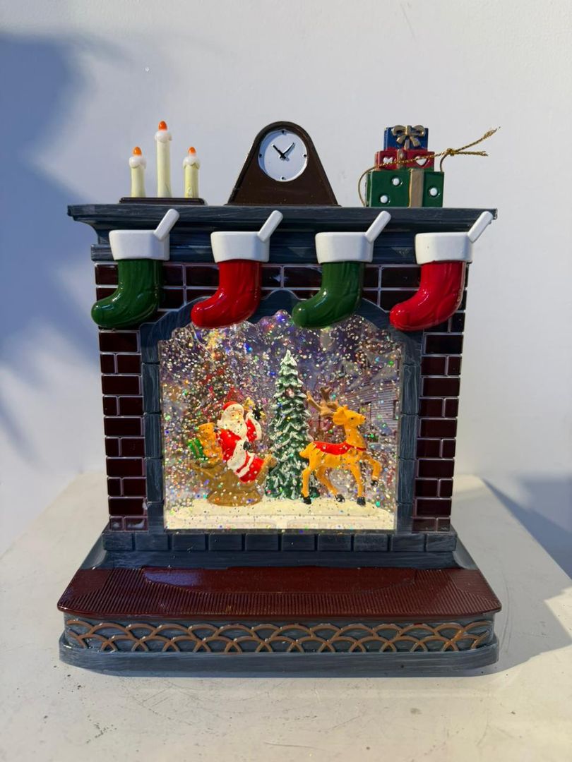 CHIMENEA MUSICAL CON LUZ Y NIEVE
