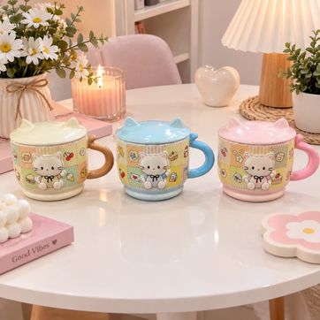 MUG CON TAPA DE OREJITAS DE GATO - imagen 1