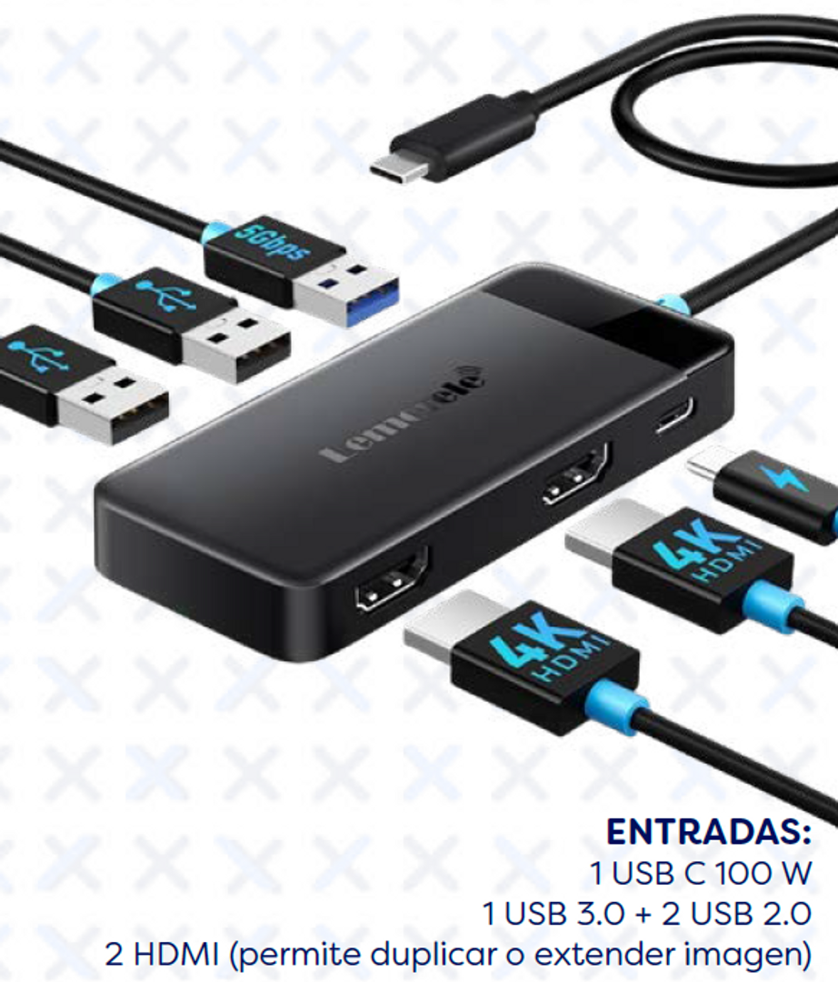 CONVERSOR MULTIADAPTADOR 6 EN 1 TYPE C