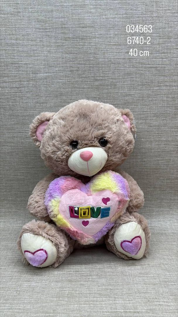 OSO CON CORAZÓN MULTICOLOR 40 CM