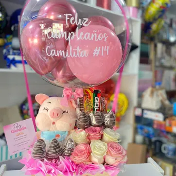 Imagen del producto Peluche, frutilla, rosas y chocolates 