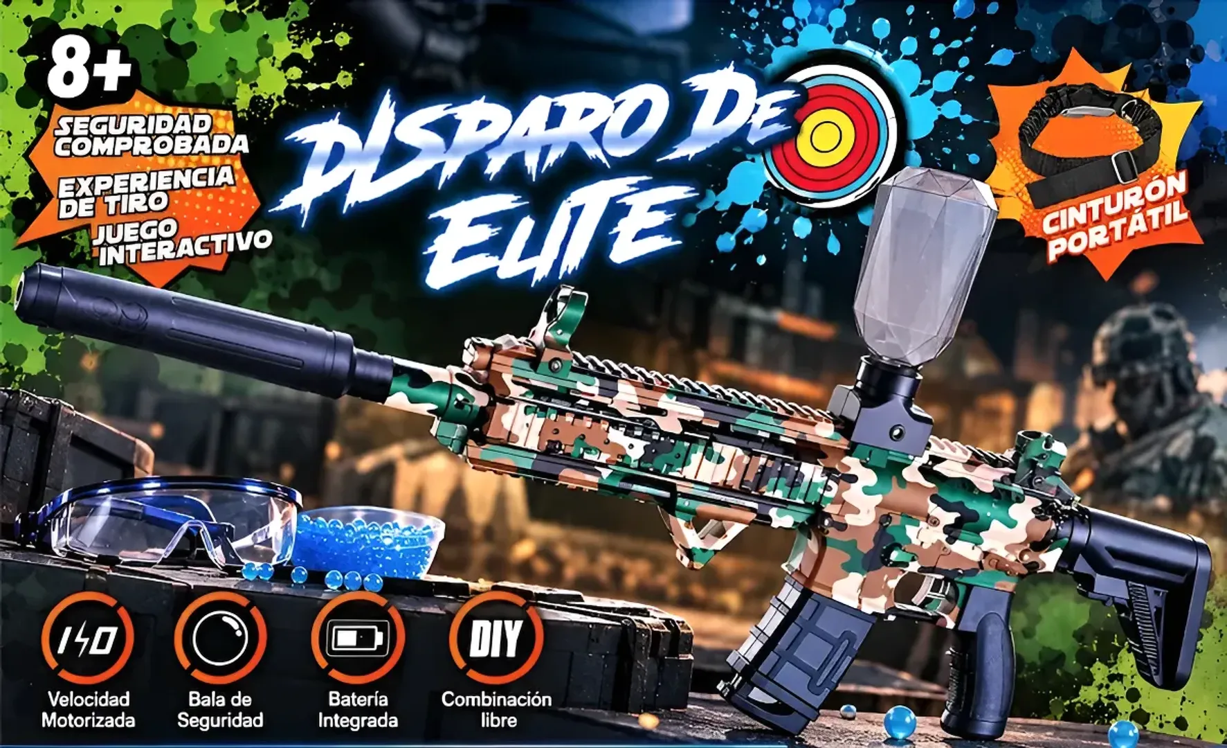 PISTOLA DE HIDROGEL DISPARO DE ELITE AUTOMATICA