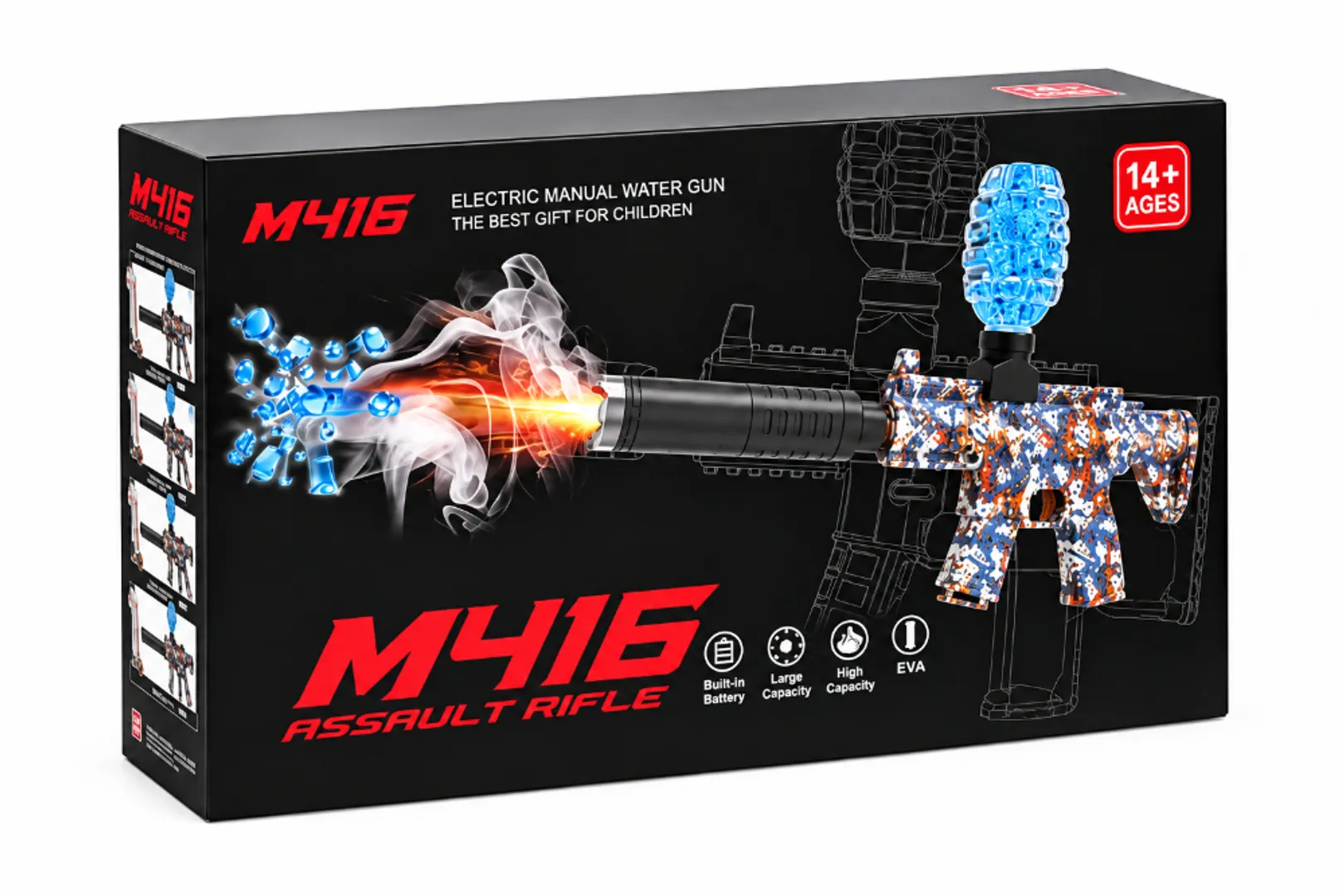 PISTOLA DE HIDROGEL M416 FUSIL RECARGABLE AUTOMATICA