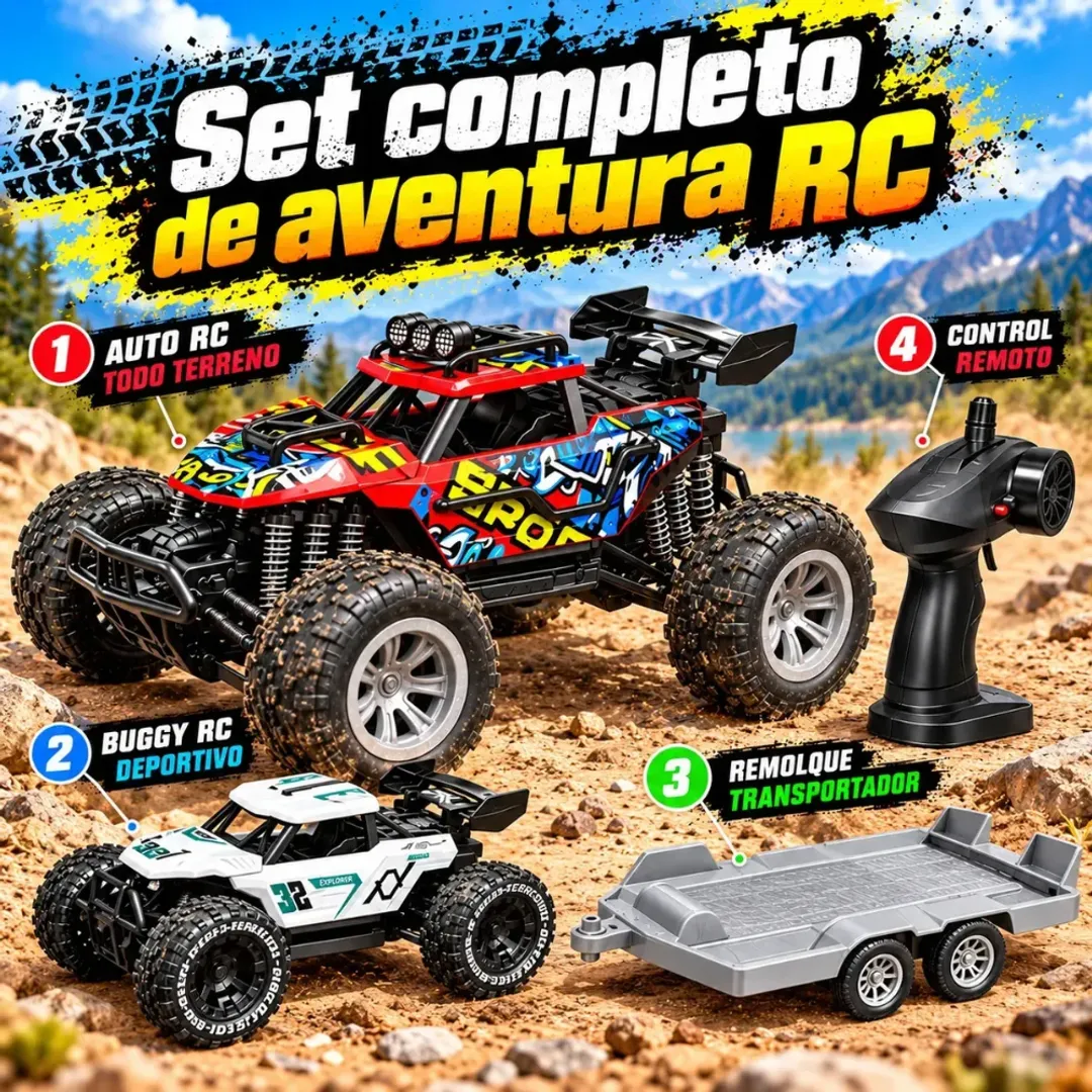 CARRO RC A CONTROL REMOTO CON REMOLQUE 2 EN 1 