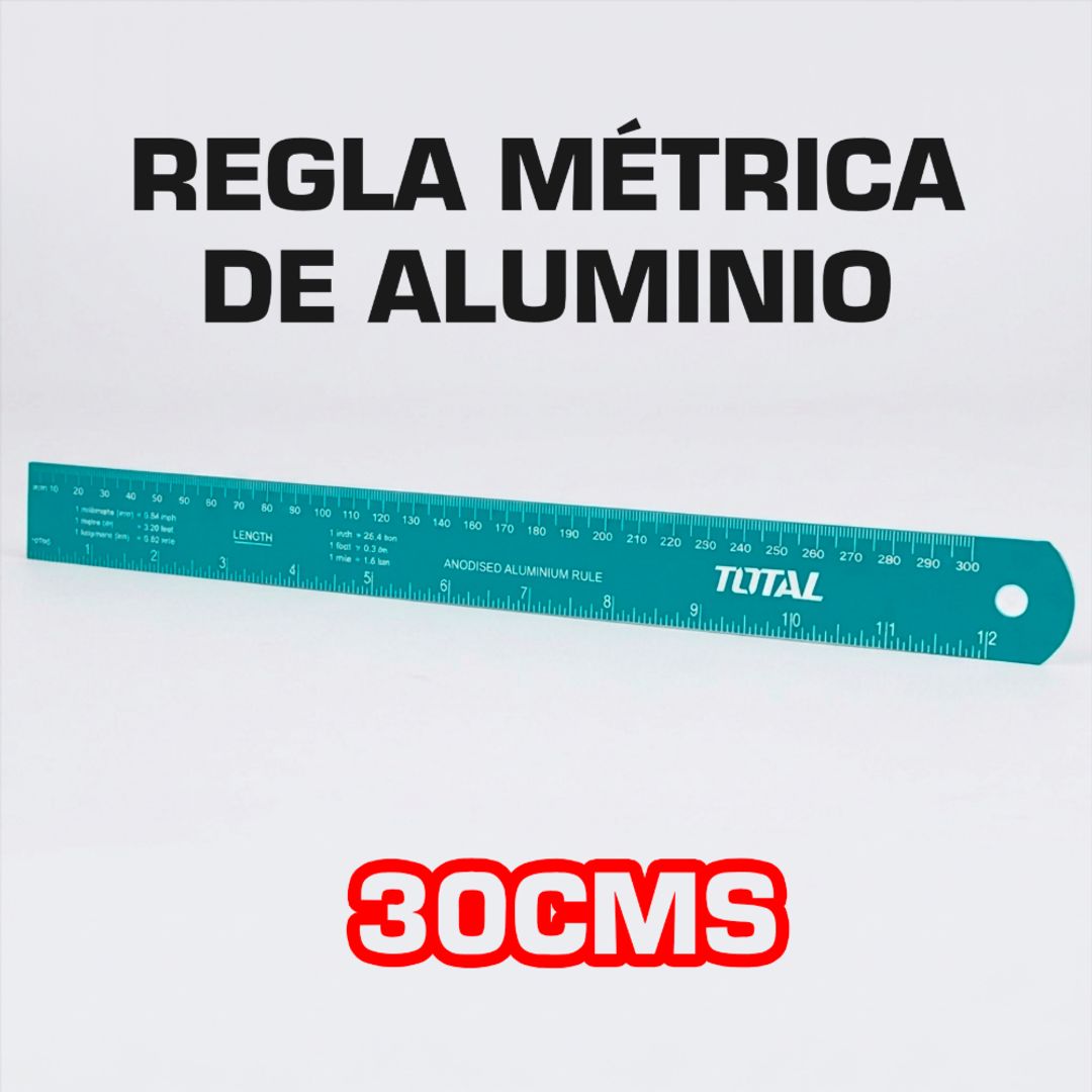 REGLA MÉTRICA DE ALUMINIO 30CMS