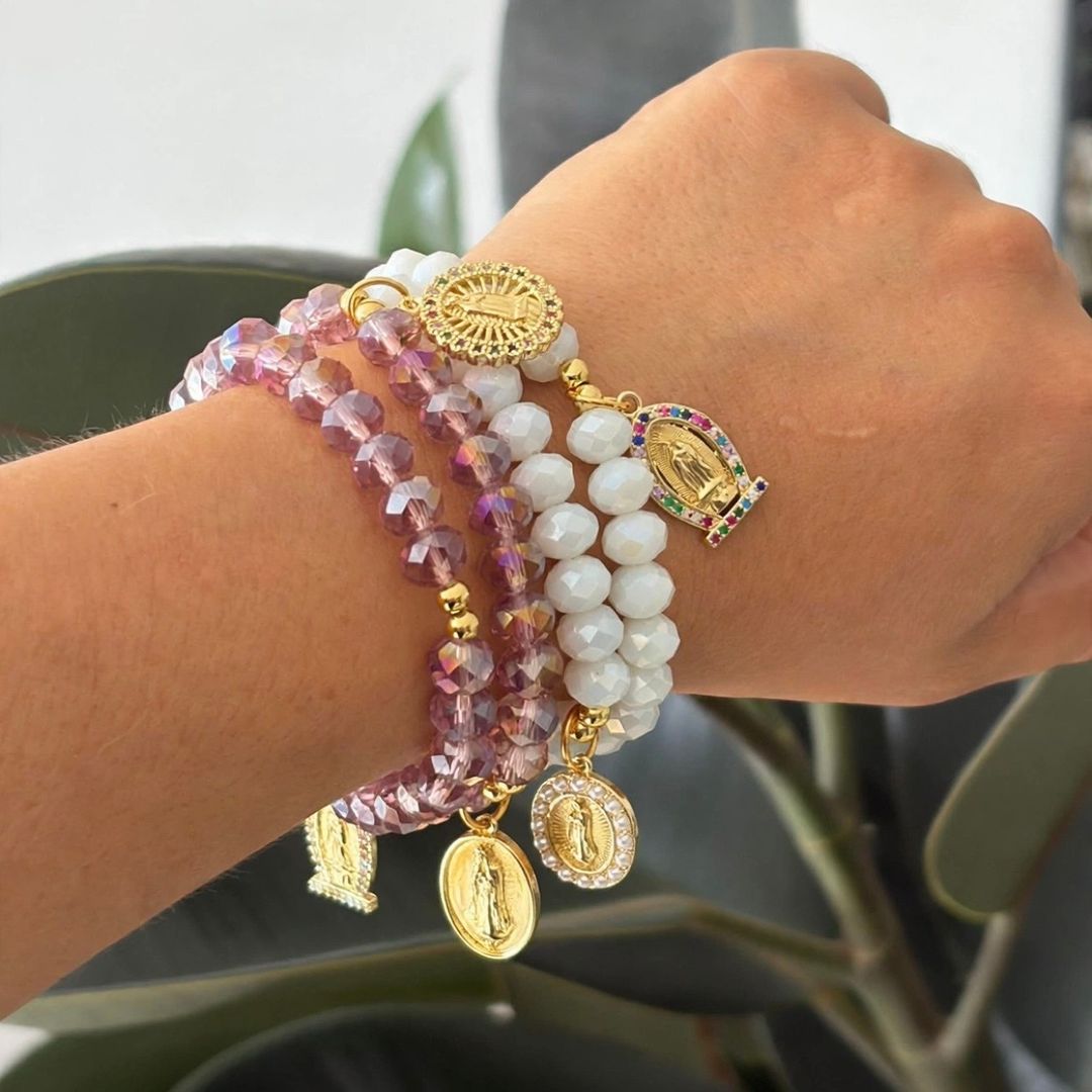 Denario pulsera rosa/lila tornasol