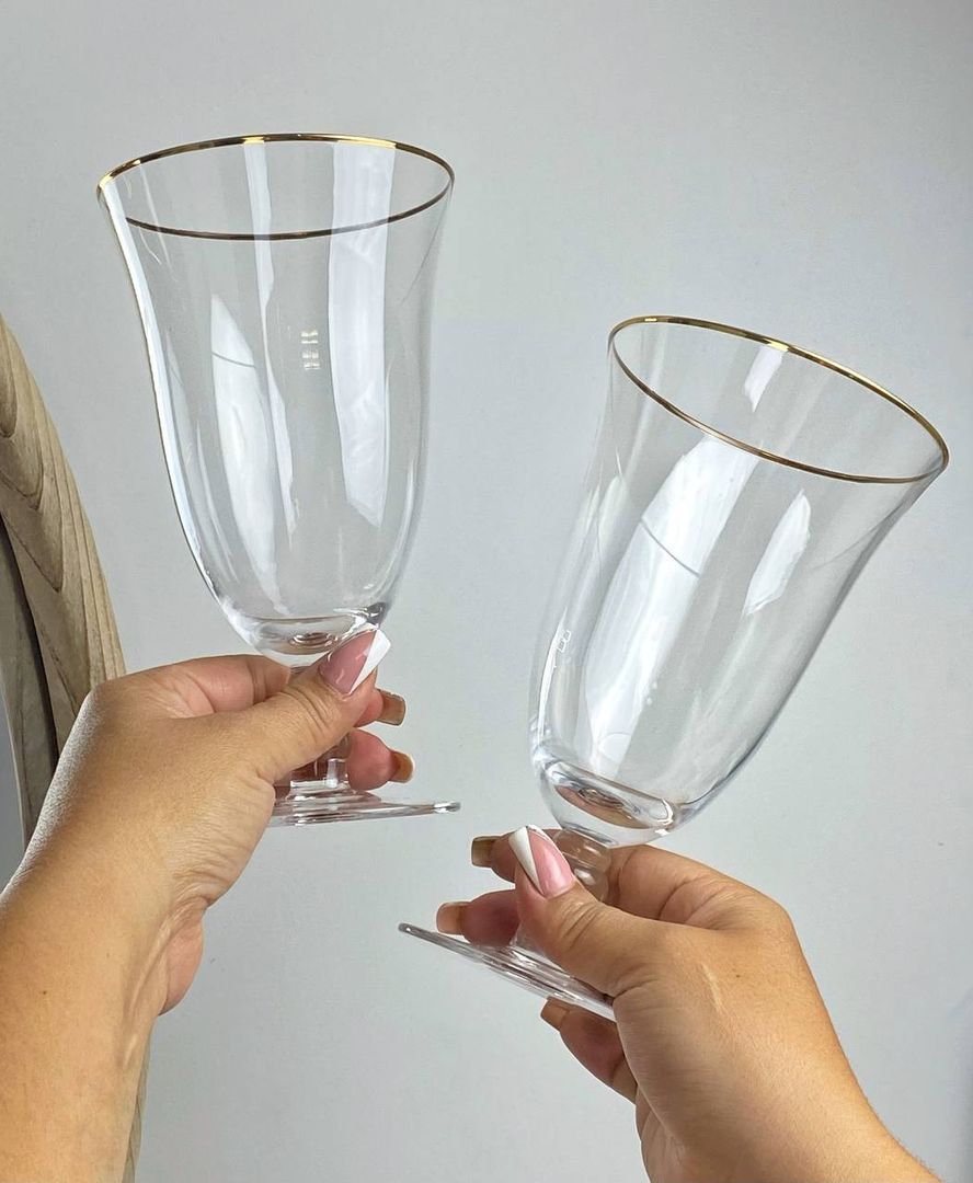 COPA DE CRISTAL LISA FILO DORADO