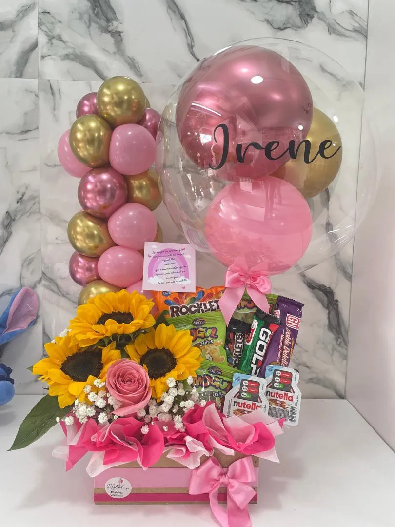 Detalle chocolates y flores 