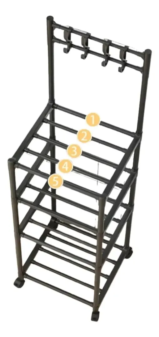 CARRITO ORGANIZADOR MULTIFUNCIONAL 4 ESTANTES METALICO HOOK