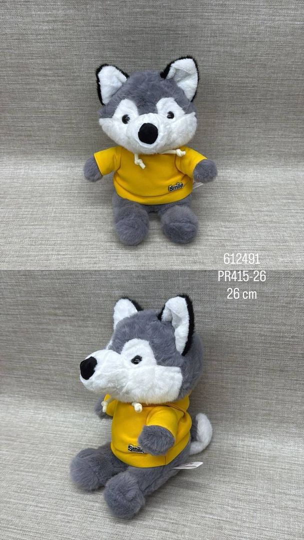 PERRO HUSKY CON BUZO 26 CM