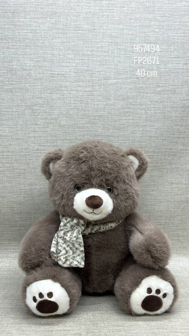 OSO SENTADO CON BUFANDA DE 40 CM