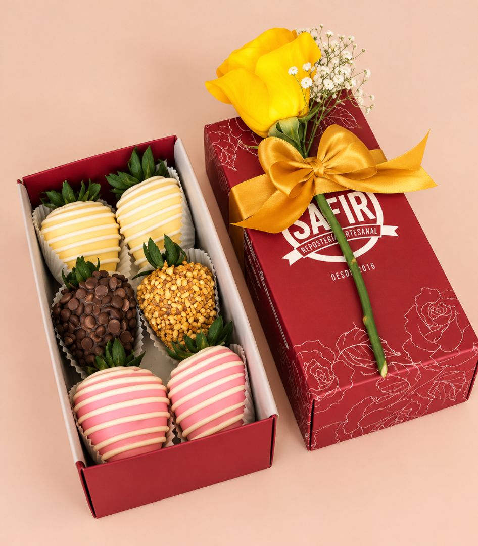CAJA X 6 FRESAS + ROSA