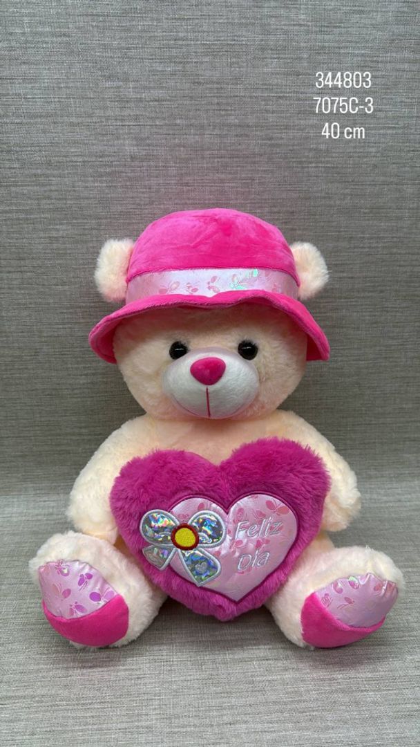 OSO CON PAVA DE CORAZON DE 40 CM 