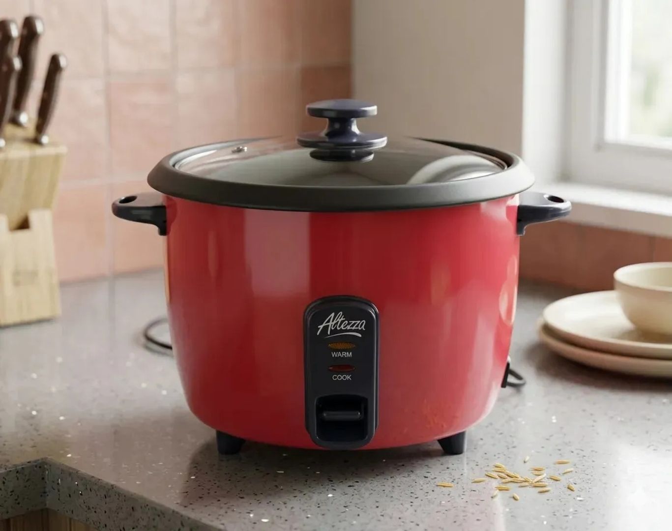 OLLA ARROCERA MULTIFUNCIONAL ALTEZZA 5 TAZAS 1L ROJO