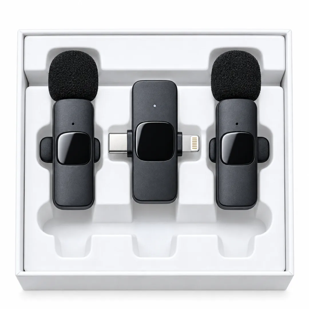 MICROFONOS SOLAPA 2 EN 1 INALAMBRICOS IPHONE/TIPO C K9PRO