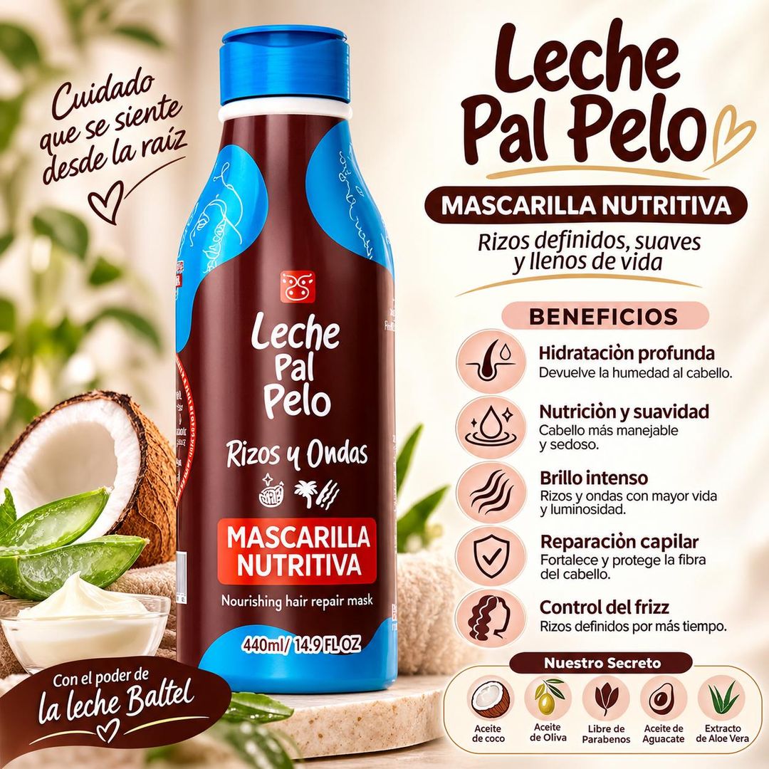 LECHE PAL PELO MASCARILLA NUTRITIVA RIZOS Y ONDAS 400 ML