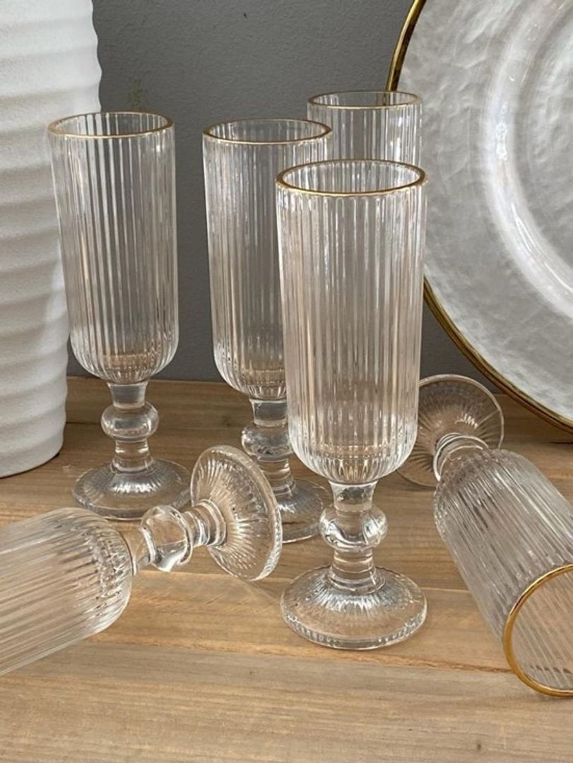  COPA RAYAS TRANSPARENTE BORDE DORADO