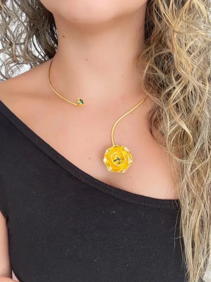 CHOKER FLOR CON PIEDRA - ITIEL
