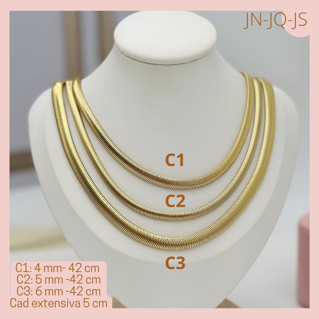 Cadenas Serpiente Rodio Dorado 