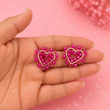 Aretes Sharoski Corazón Fucsia - imagen 1