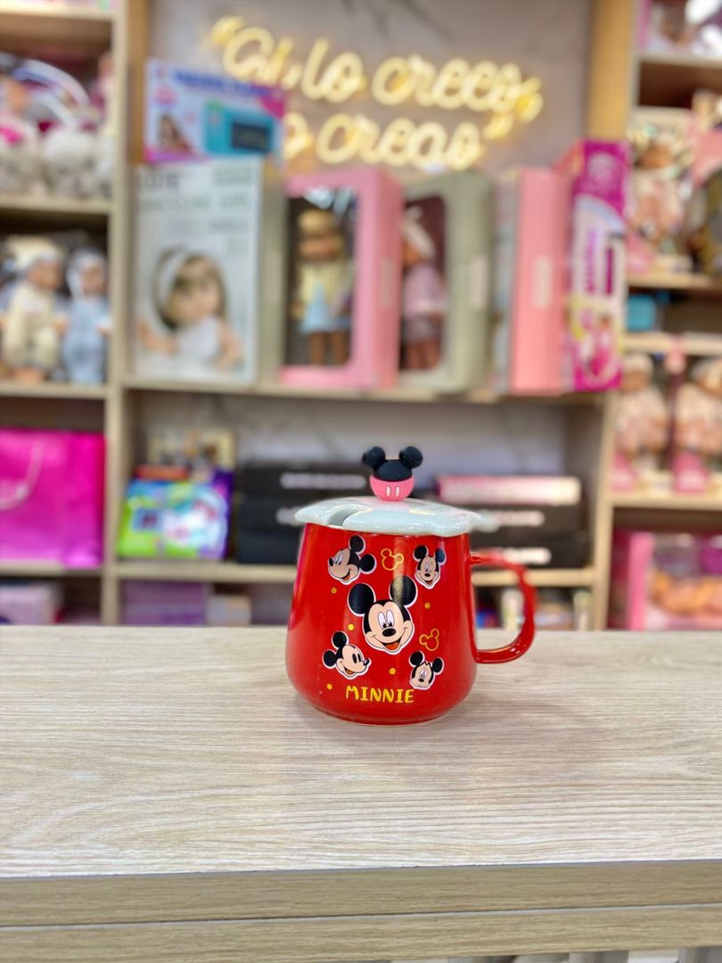 TAZA MICKYE MOUSE CON TAPA FIGURA 
