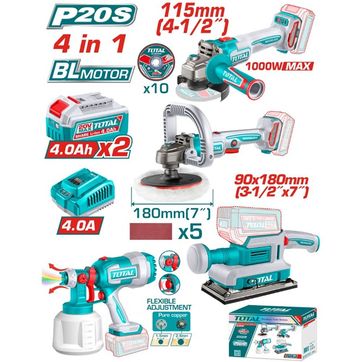 Imagen del producto Combo Esmeril, Pulidora, Lijadora y Pistola Inalambrica 20V