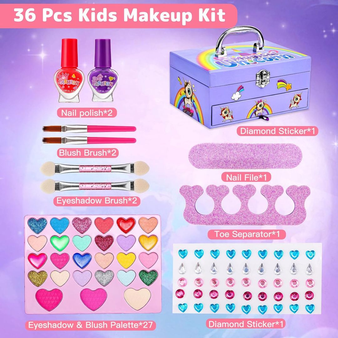Maleta de maquillaje unicornio x36 piezas 