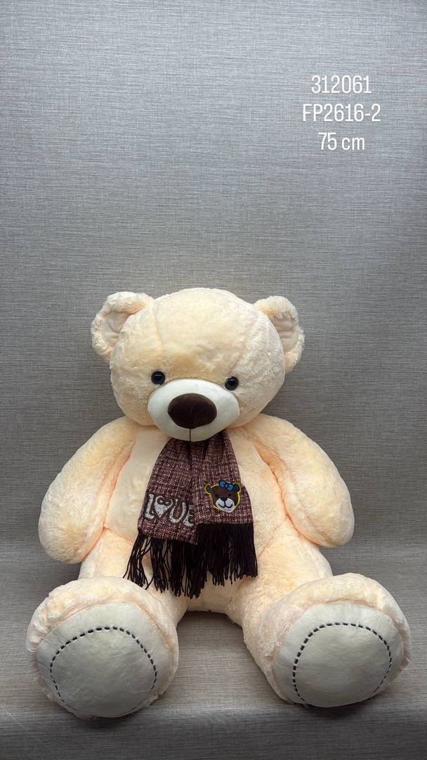 OSO BEIGE CON BUFANDA BORDADA 75 CM