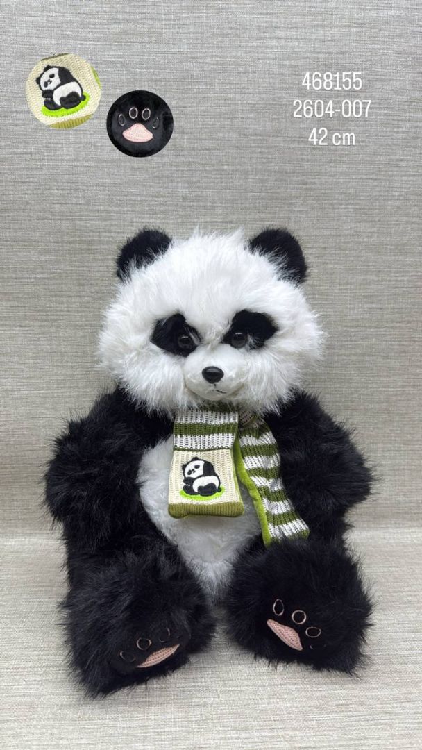 OSO PANDA CON BUFANDA VERDE  DE 42 CM 