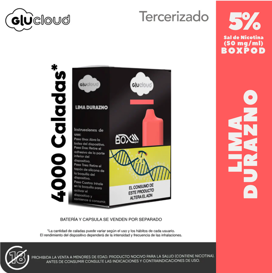 Glucloud Lima Durazno Boxpod 4000 Puffs