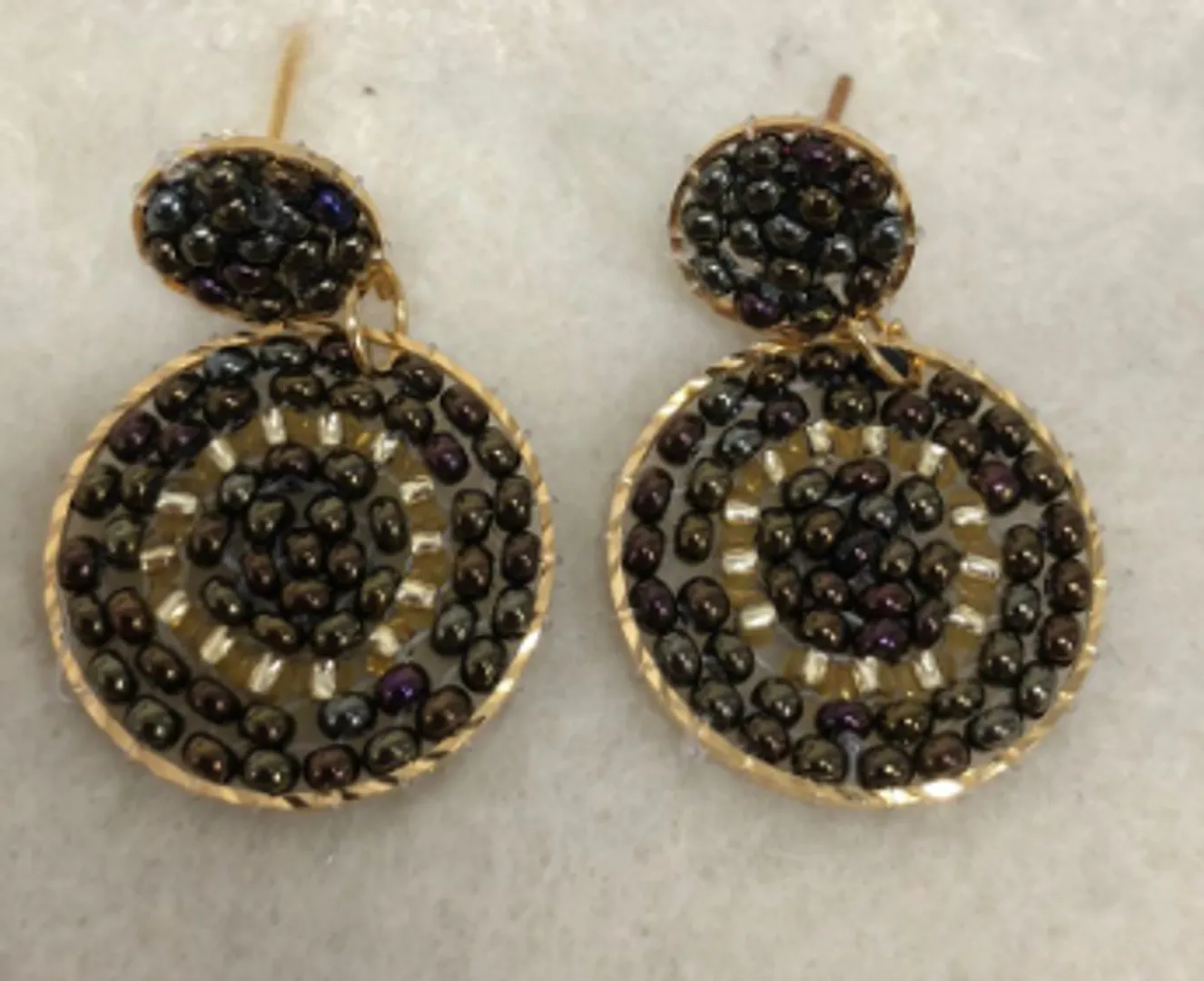 Arete Duo Mini Tejido Mostacilla 