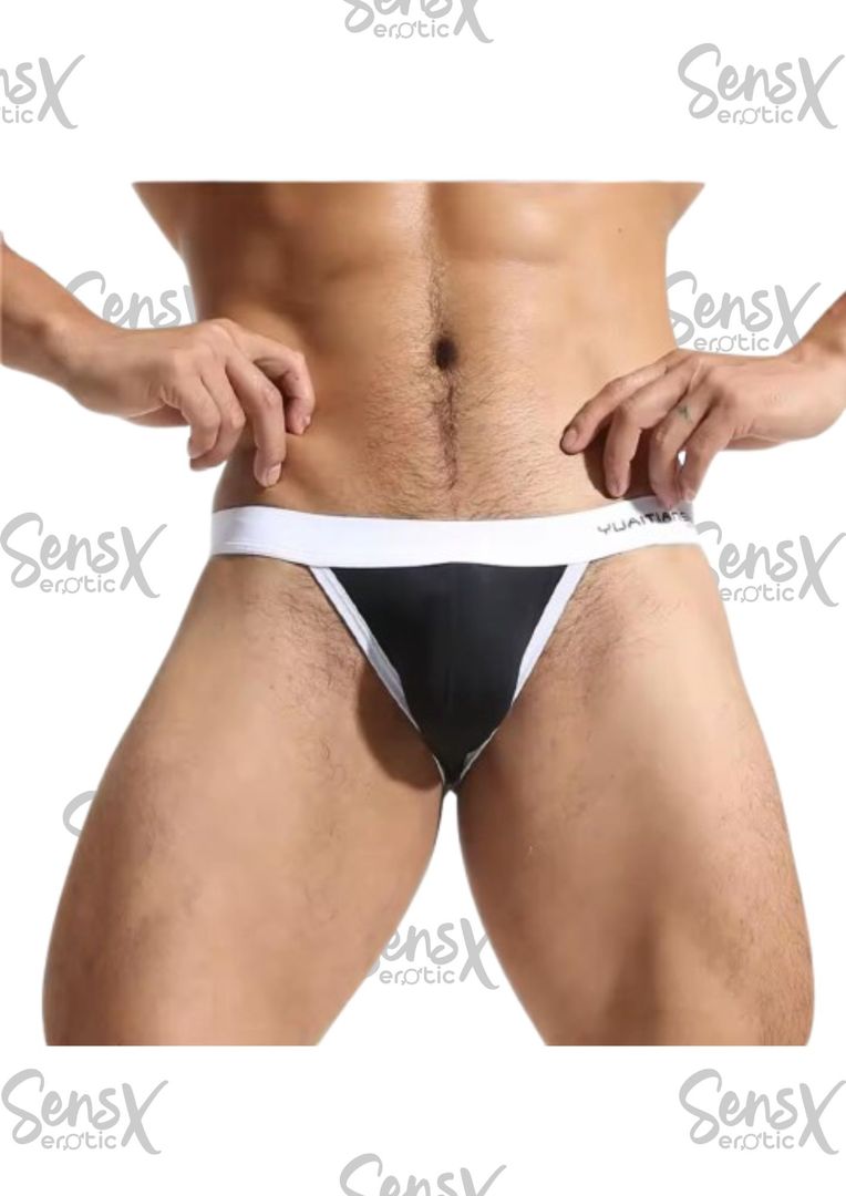 Ropa interior Sexy para hombre, tanga de horquilla alta sedosa