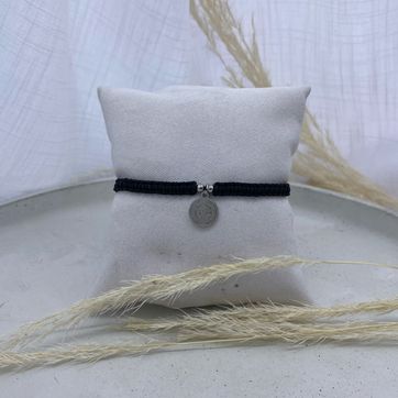 Imagen del producto Manilla tejida, negra, plateado, covergold 