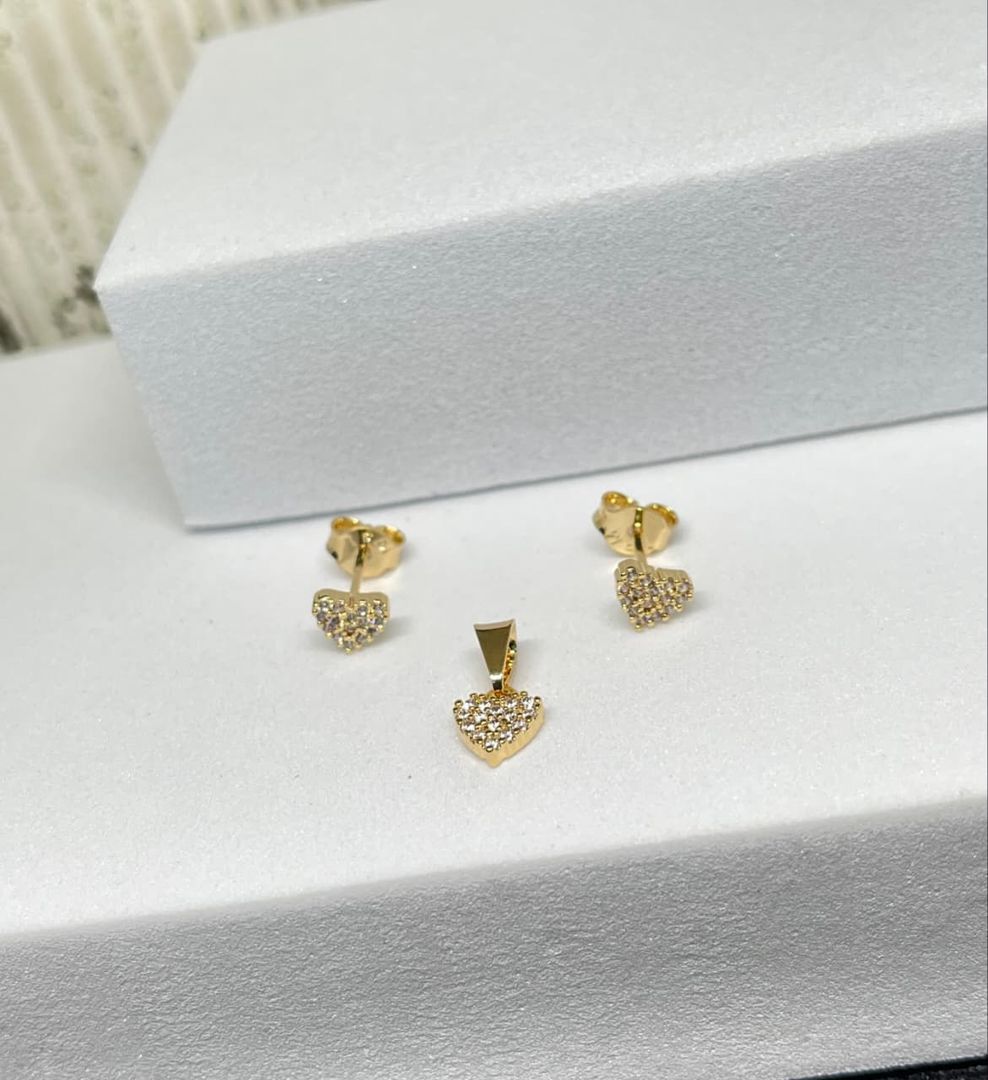 Set conjunto corazon microciron cristal