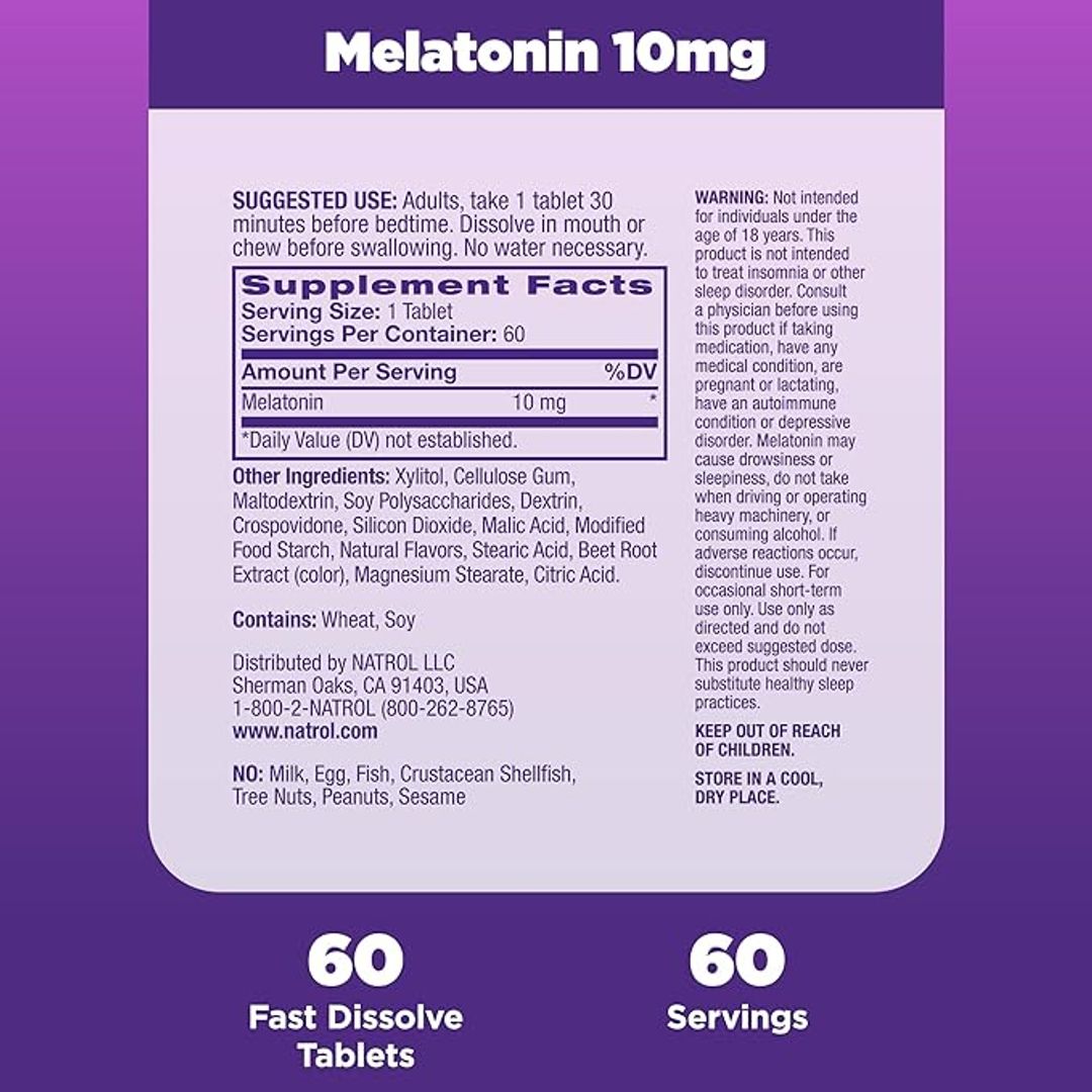 Melatonina 10mg 60tab de disolución rápida Natrol 