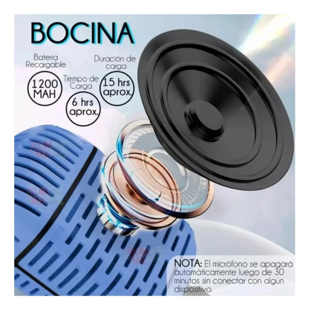 MICROFONO PORTATIL BOCINA INALAMBRICO EFECTOS DE VOZ