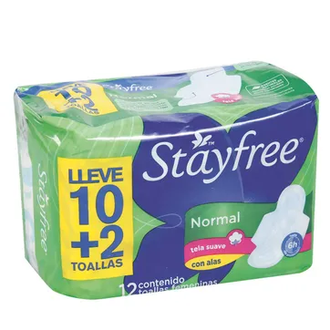 Imagen del producto TOALLAS STAYFREE NORMAL CON ALAS PAQ X 12 UND