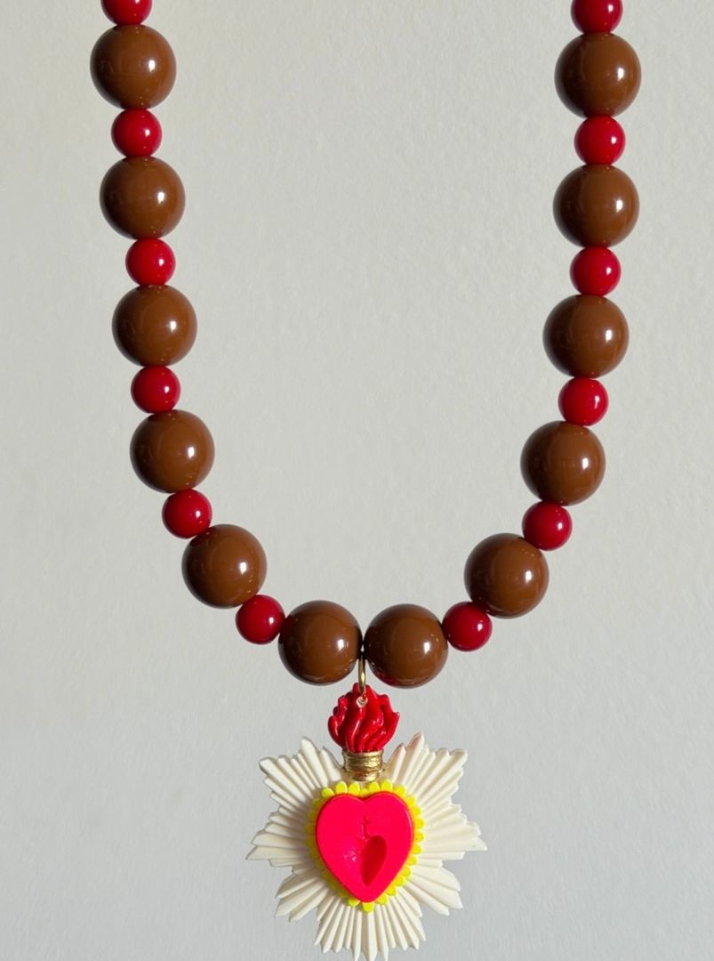Collar corazón fuego 