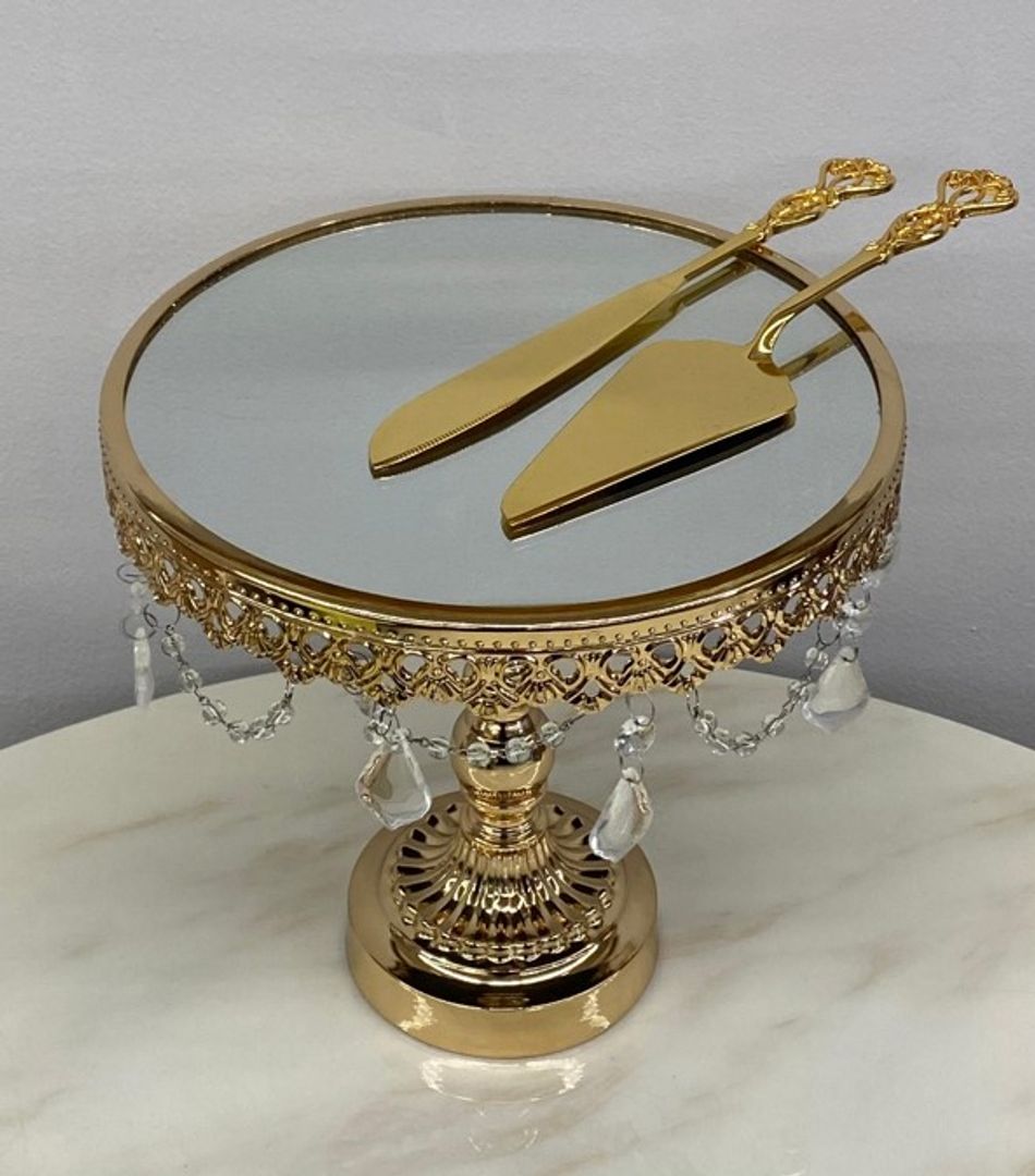 SET DE CUCHILLO Y CUCHARA EN ACERO COLOR DORADO