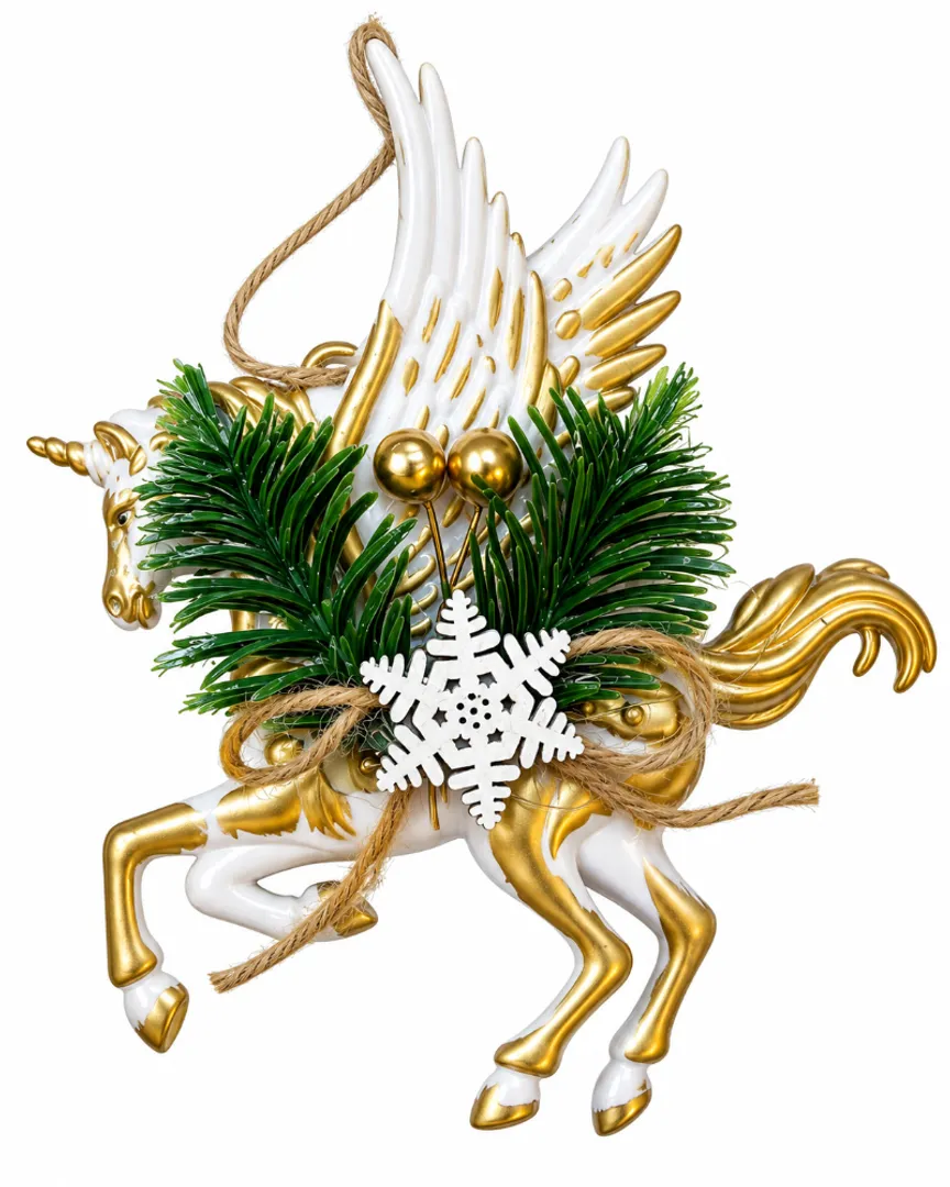 UNICORNIO COLGANTE BALNCO DORADO