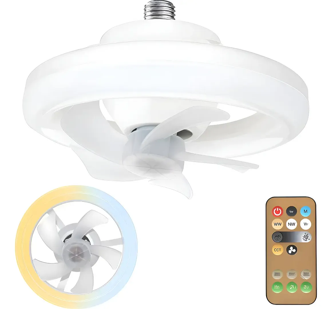 VENTILADOR BOMBILLO DE TECHO 60w 3 VELOCIDADES CON CONTROL