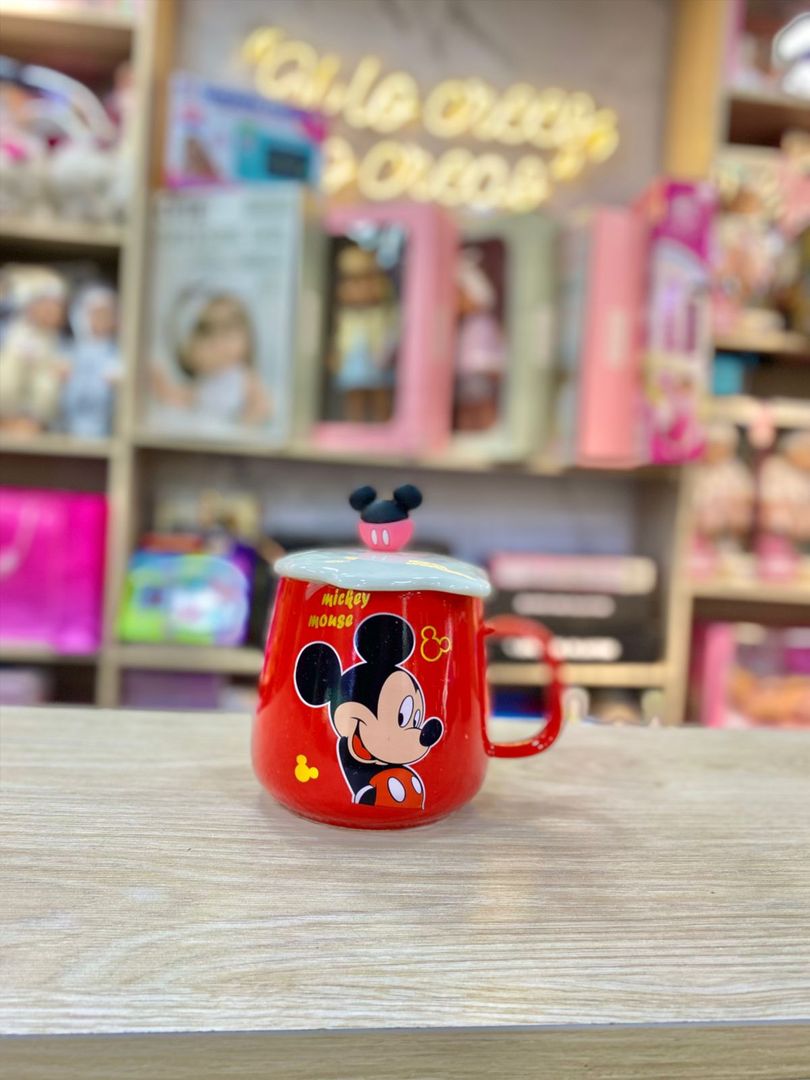 TAZA MICKYE MOUSE CON TAPA FIGURA 