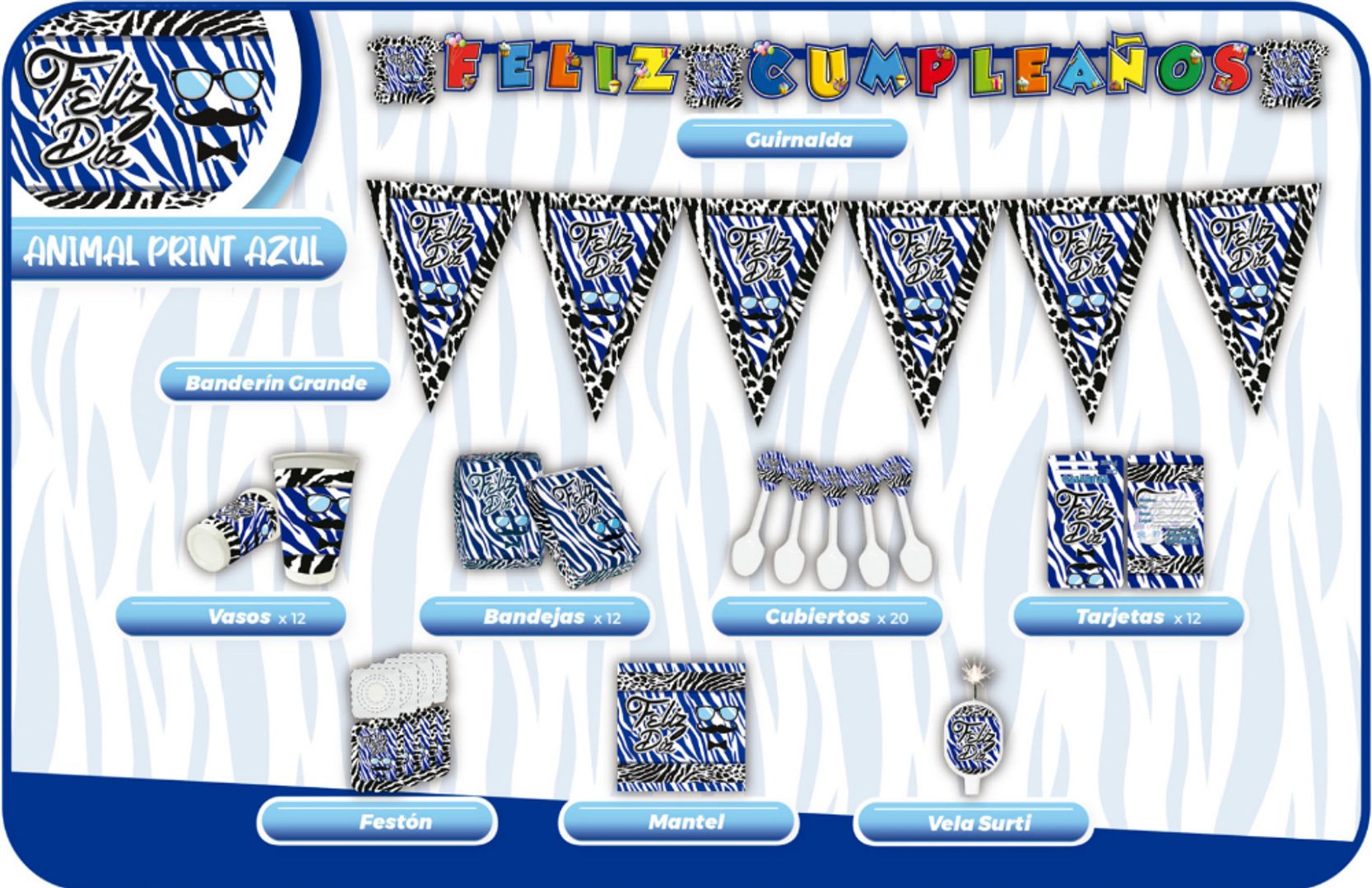 DECORACIÓN CEBRA AZUL