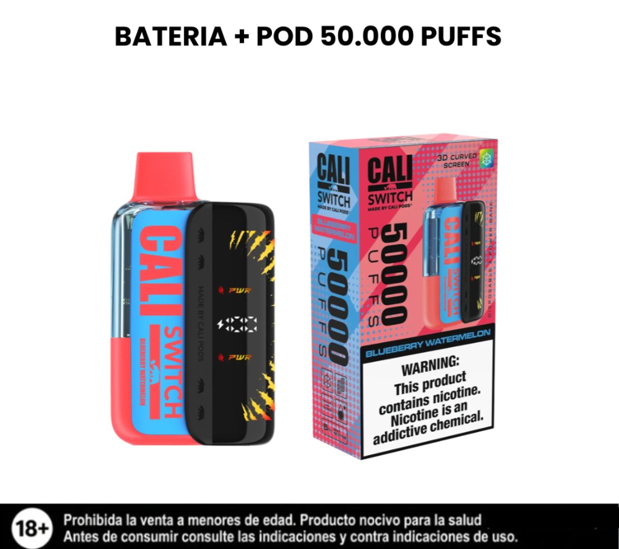 Cali Kit Blueberry Watermelon Switch 50.000 Puffs Bateria + Pod